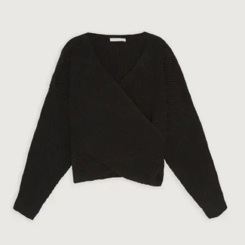 Oak + Fort Wrap Sweater (Black)